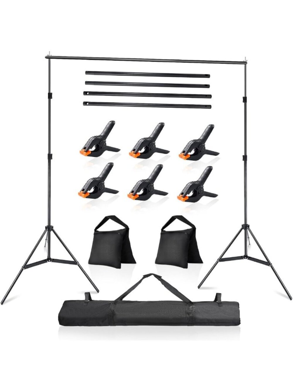 Adjustable 10x7ft Photo Video Backdrop Stand Kit with Carry Bag - Studio Support